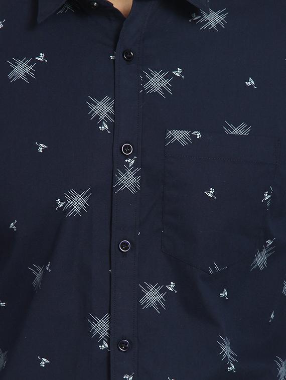 navy blue printed casual shirt - 16773430 - Zoom Image - 5