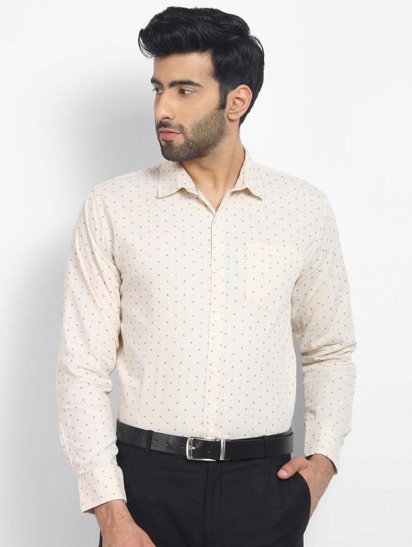 beige printed formal shirt - 16773445 - Zoom Image - 1