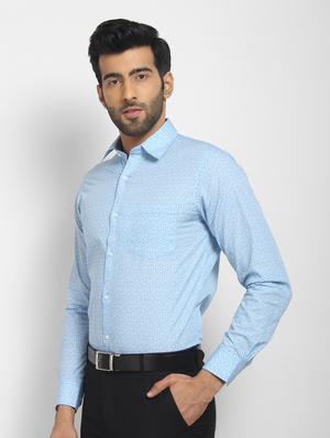 blue printed formal shirt - 16773471 - Standard Image - 2