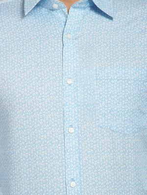blue printed formal shirt - 16773471 - Standard Image - 5