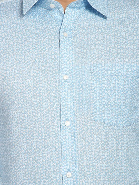 blue printed formal shirt - 16773471 - Zoom Image - 5
