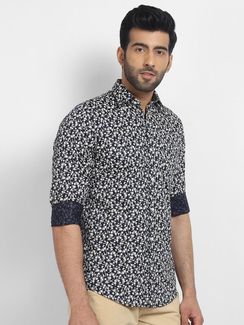 navy blue printed casual shirt - 16773472 - Zoom Image - 2