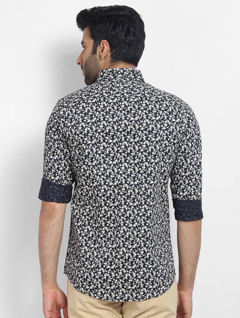 navy blue printed casual shirt - 16773472 - Zoom Image - 3