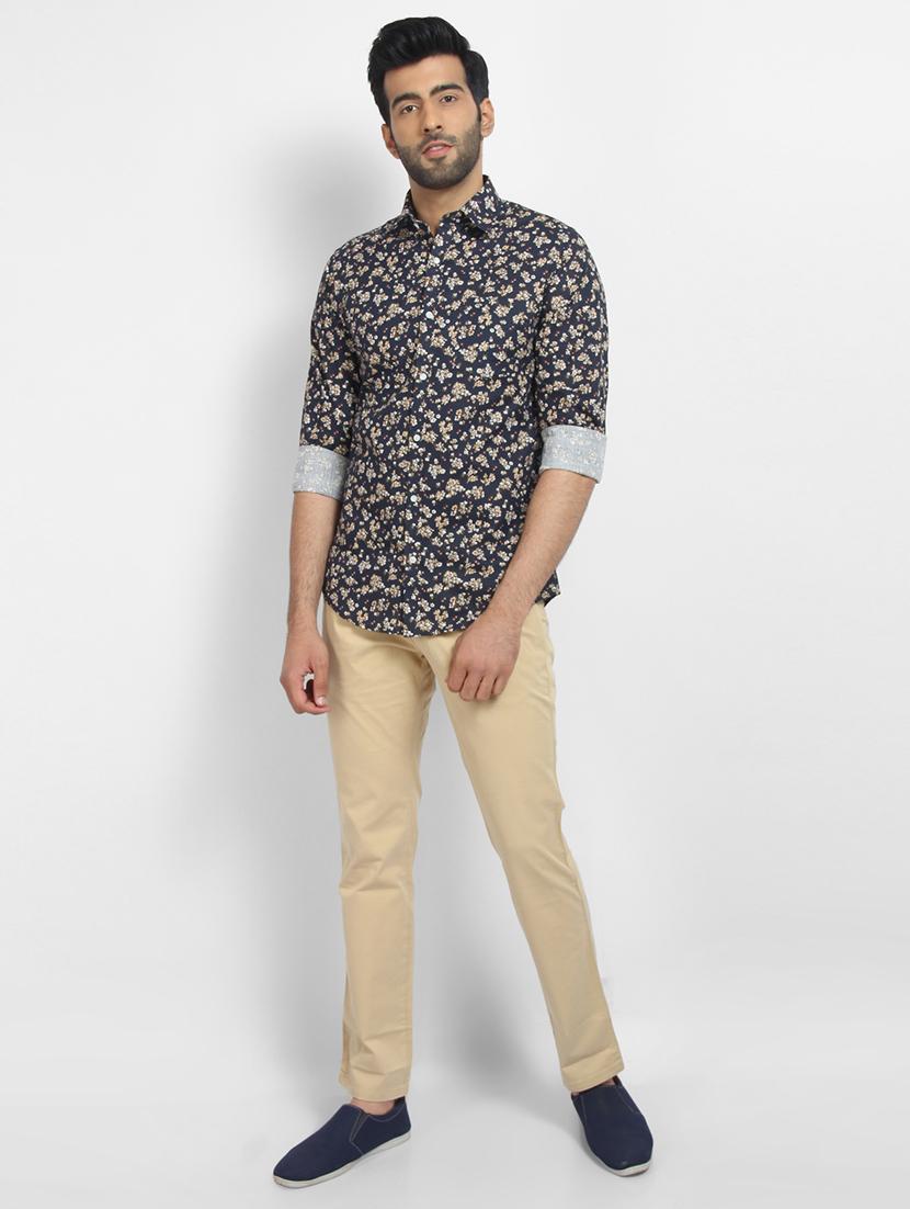 navy blue floral printed casual shirt - 16773474 - Zoom Image - 4