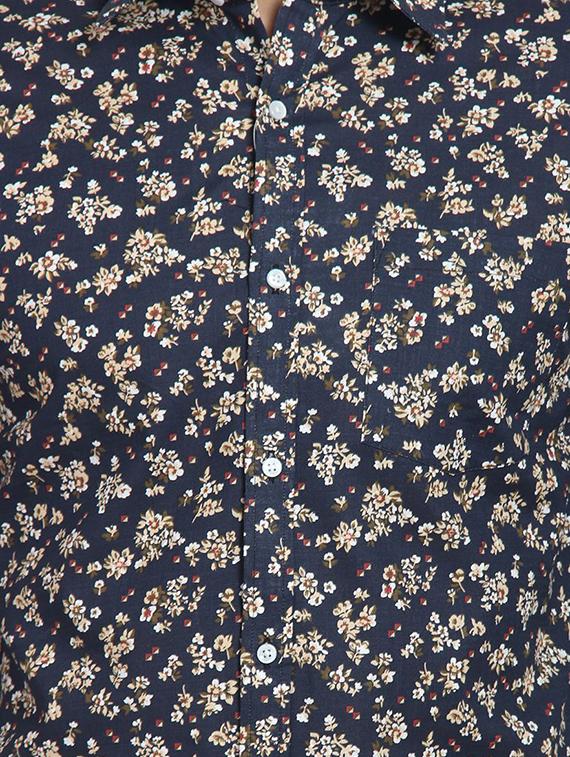 navy blue floral printed casual shirt - 16773474 - Zoom Image - 5