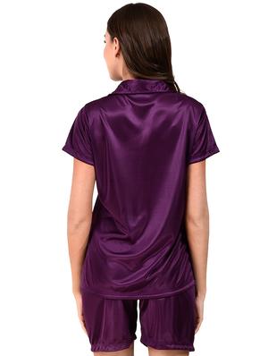 satin solid shorts nightwear set - 16773521 - Standard Image - 3