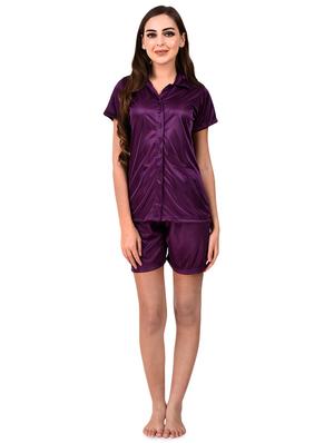 satin solid shorts nightwear set - 16773521 - Standard Image - 4