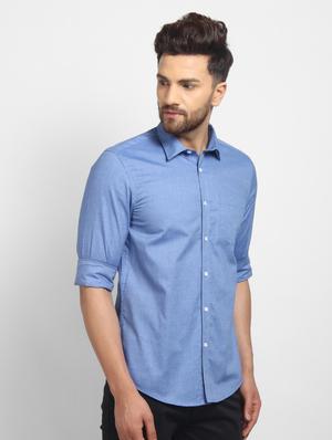 blue self design formal shirt - 16773638 - Standard Image - 2
