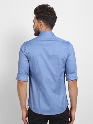 blue self design formal shirt - 16773638 - Standard Image - 3
