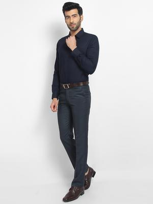 navy blue solid formal shirt - 16773655 - Standard Image - 4
