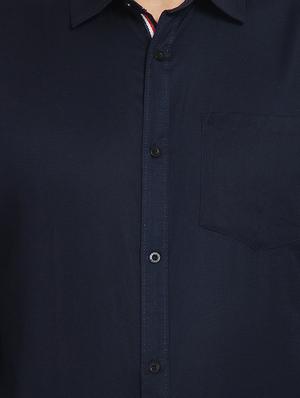 navy blue solid formal shirt - 16773655 - Standard Image - 5