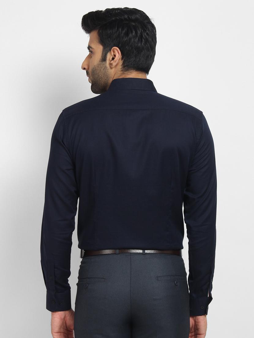 navy blue solid formal shirt - 16773655 - Zoom Image - 3