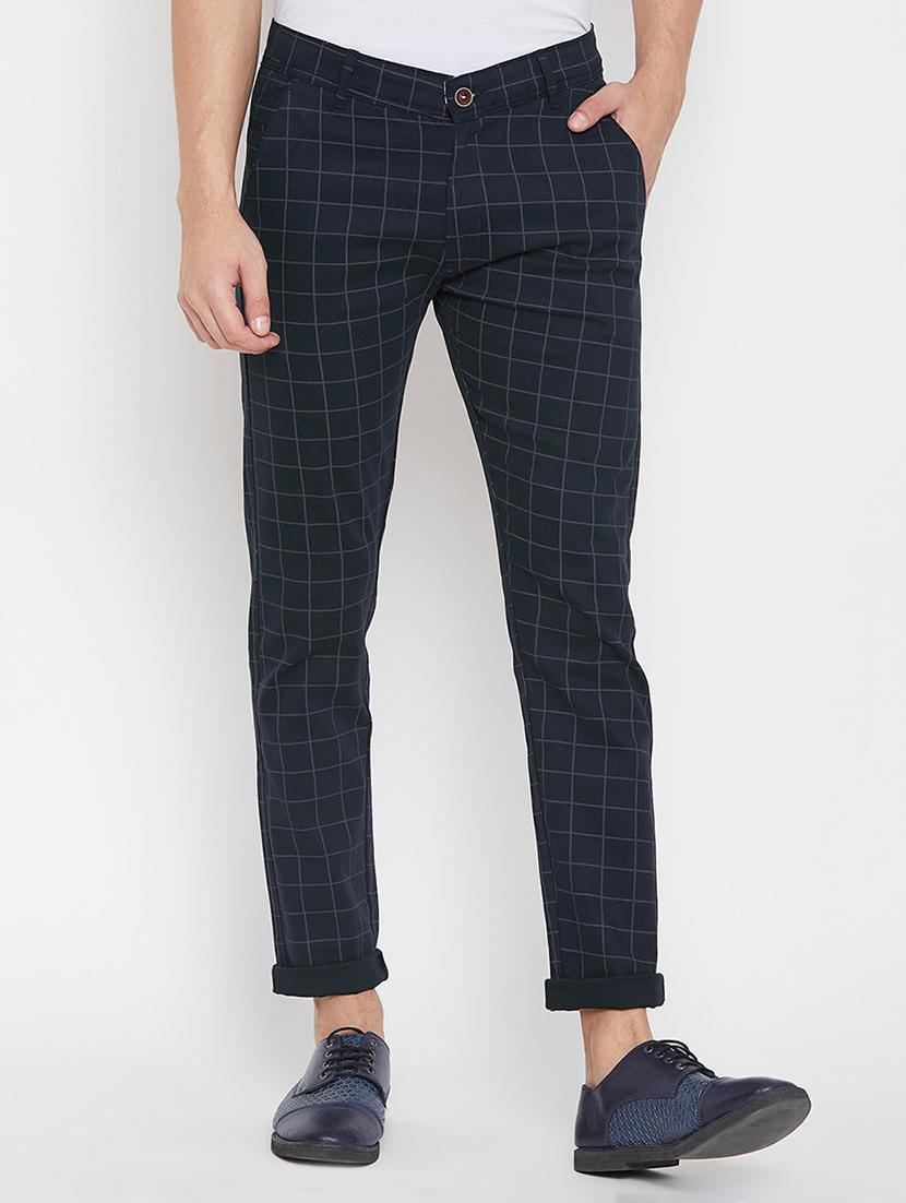 navy blue checkered chinos - 16773761 - Zoom Image - 1