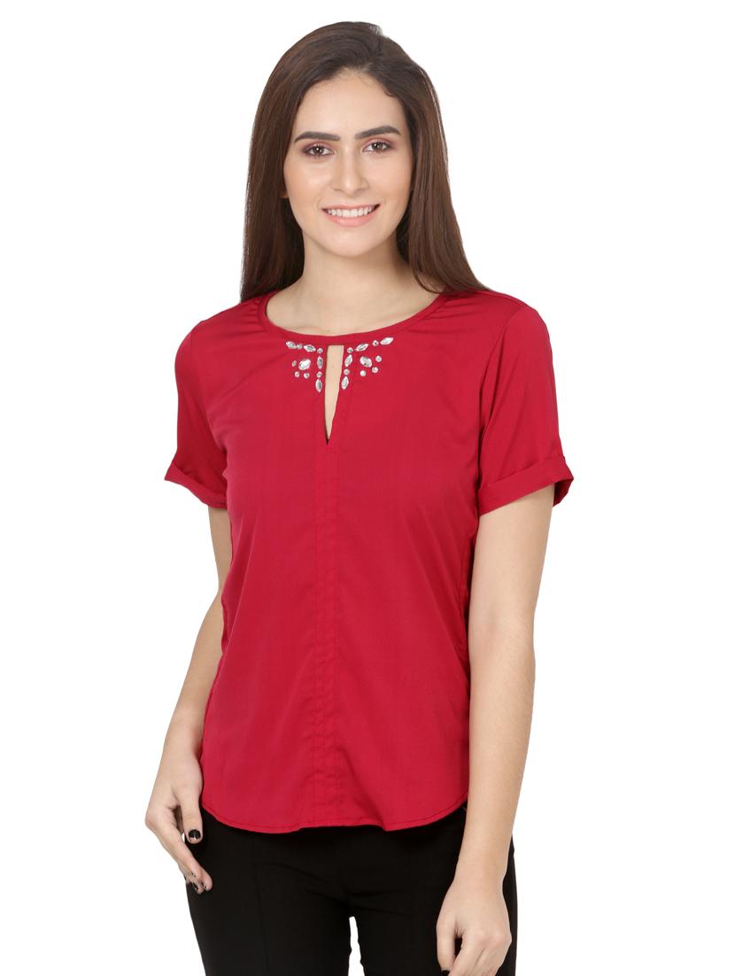 key hole neck embellished top - 16773831 - Zoom Image - 1