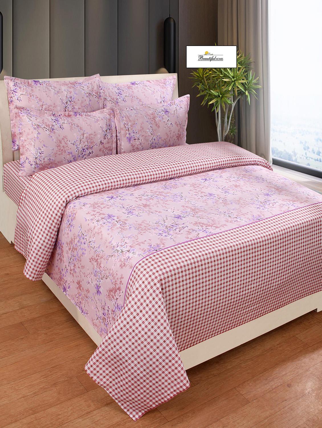 cotton double bedsheet with two stitched pillow covers - 16773919 - Zoom Image - 1