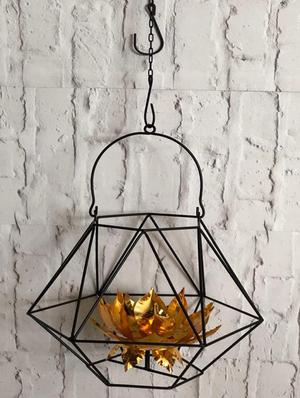 hexagon lotus with red t-light glass hanging - 16773923 - Standard Image - 2