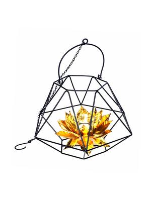 hexagon lotus with transparent t-light glass hanging - 16773924 - Standard Image - 3