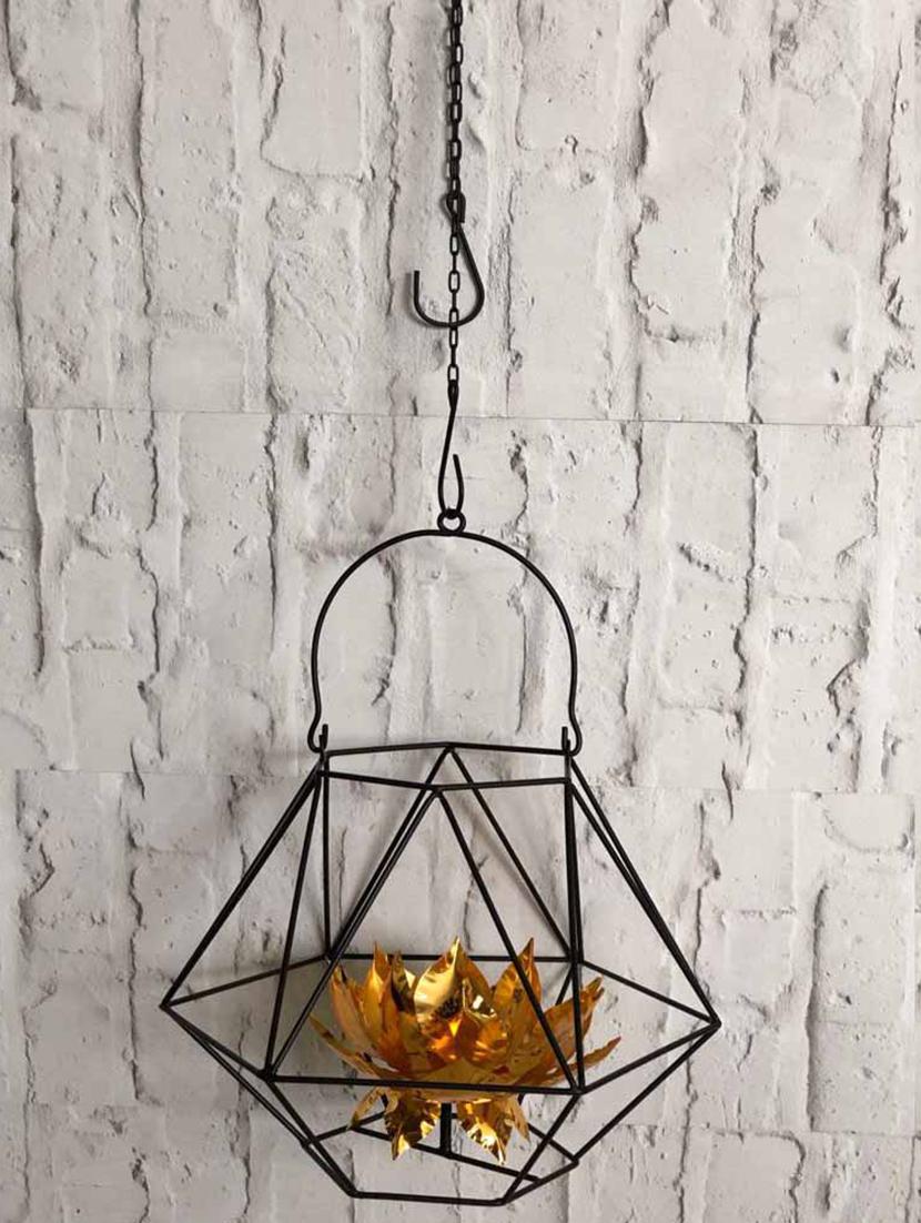hexagon lotus with transparent t-light glass hanging - 16773924 - Zoom Image - 2