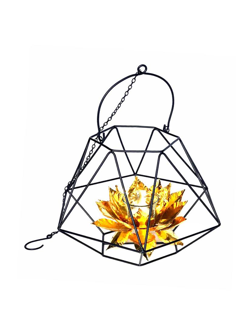 hexagon lotus with transparent t-light glass hanging - 16773924 - Zoom Image - 3