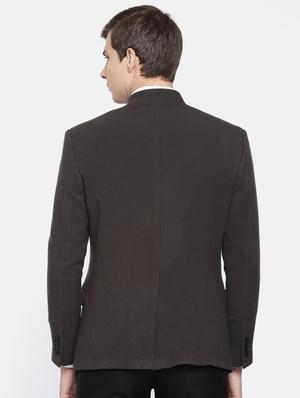 black solid bandhgala casual blazer - 16773941 - Standard Image - 3