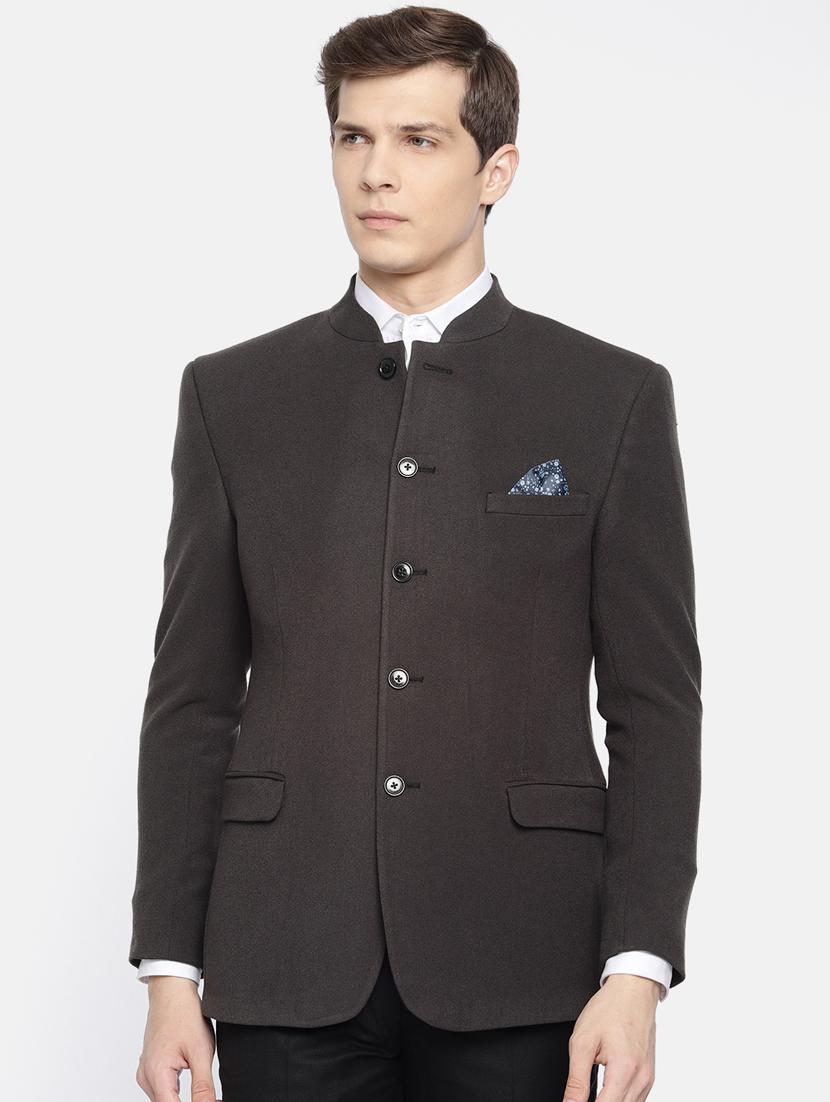 black solid bandhgala casual blazer - 16773941 - Zoom Image - 1