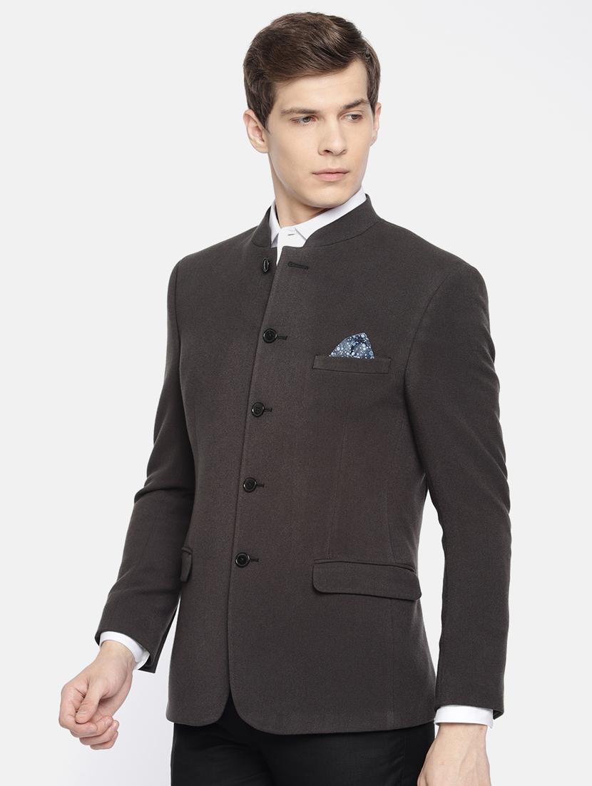 black solid bandhgala casual blazer - 16773941 - Zoom Image - 2