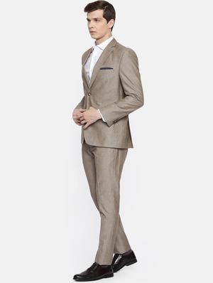 brown solid single breasted suit - 16773964 - Standard Image - 2