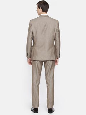 brown solid single breasted suit - 16773964 - Standard Image - 3