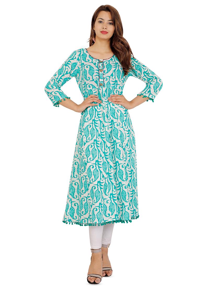 paisley print flared kurta - 16773979 - Zoom Image - 1