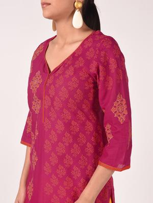 block print straight kurta - 16773983 - Standard Image - 5