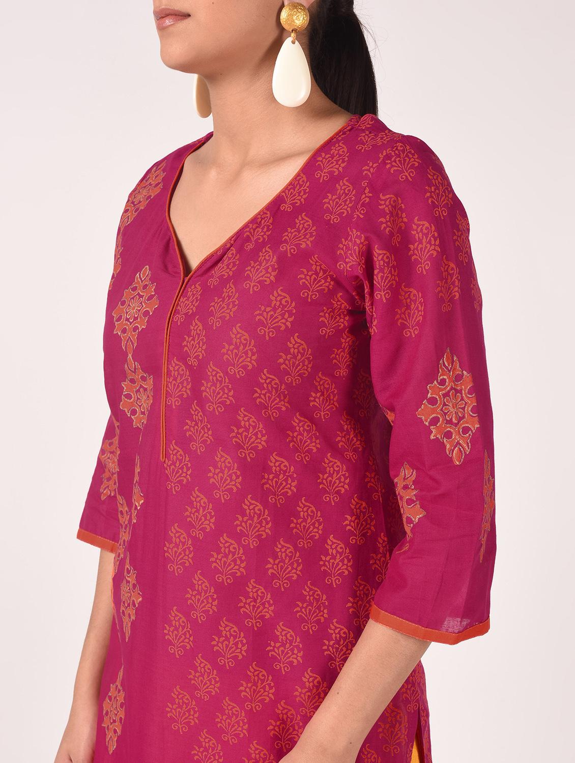 block print straight kurta - 16773983 - Zoom Image - 5