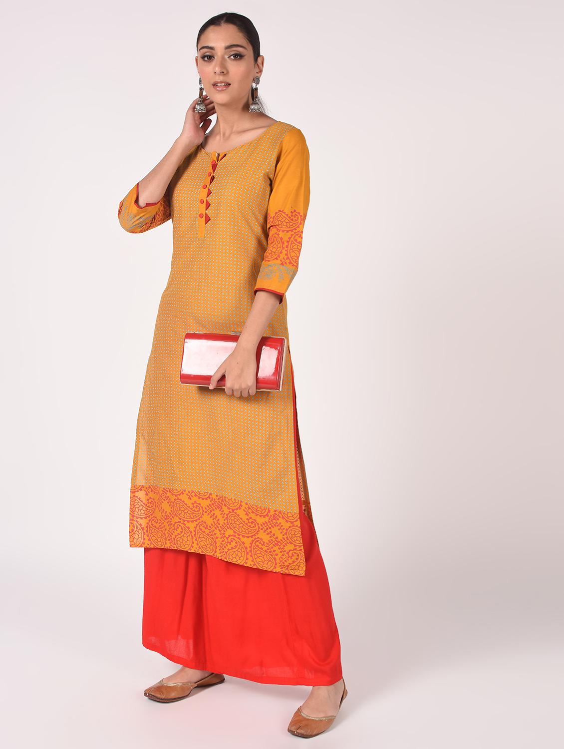 printed straight kurta - 16773991 - Zoom Image - 1