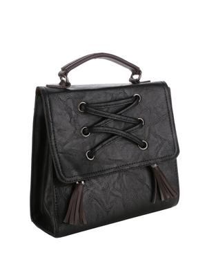 black leatherette regular sling bag - 16774103 - Standard Image - 4
