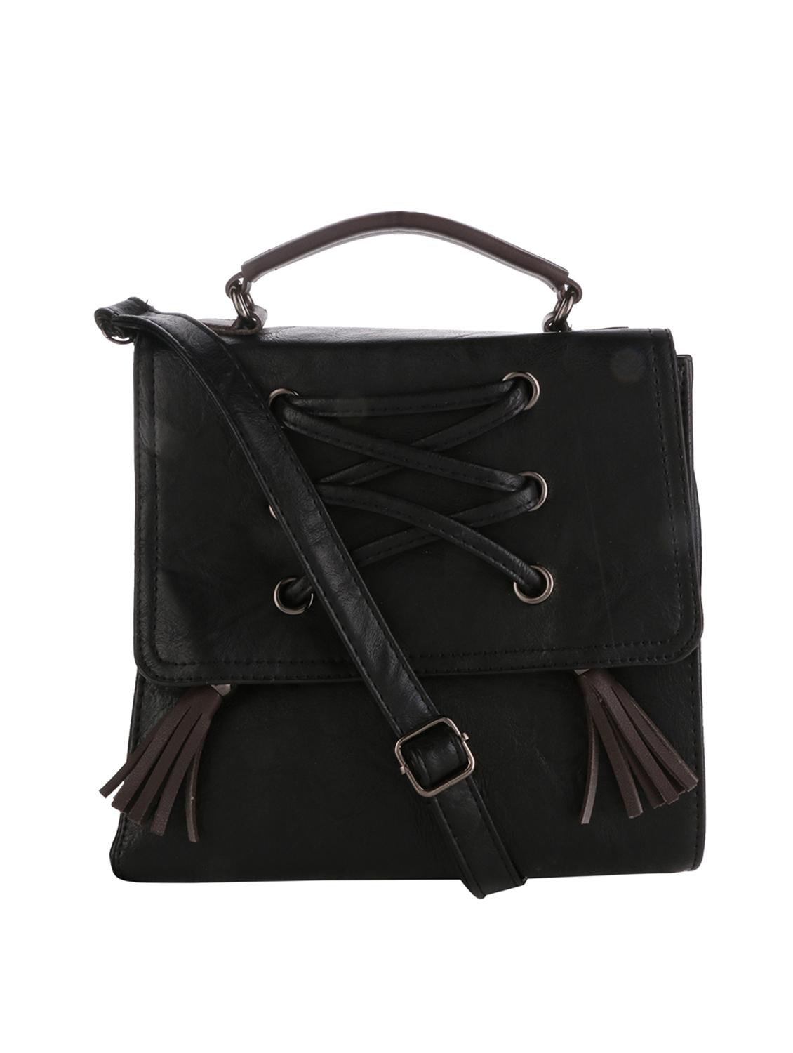 black leatherette regular sling bag - 16774103 - Zoom Image - 1