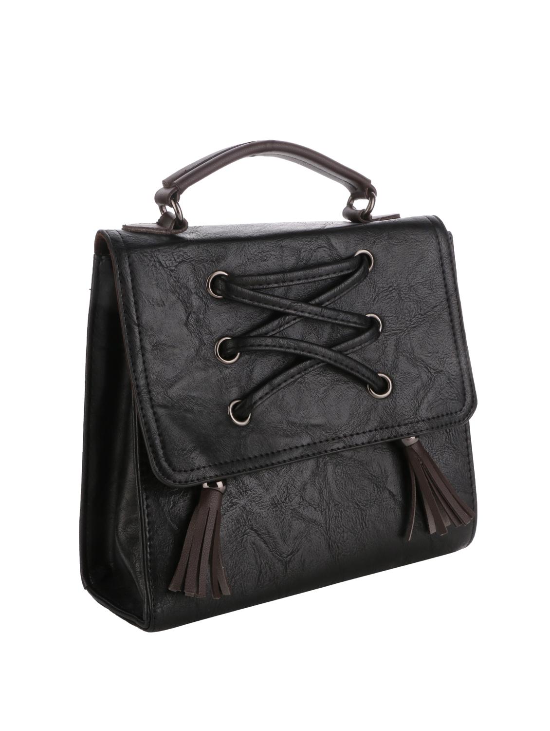 black leatherette regular sling bag - 16774103 - Zoom Image - 4