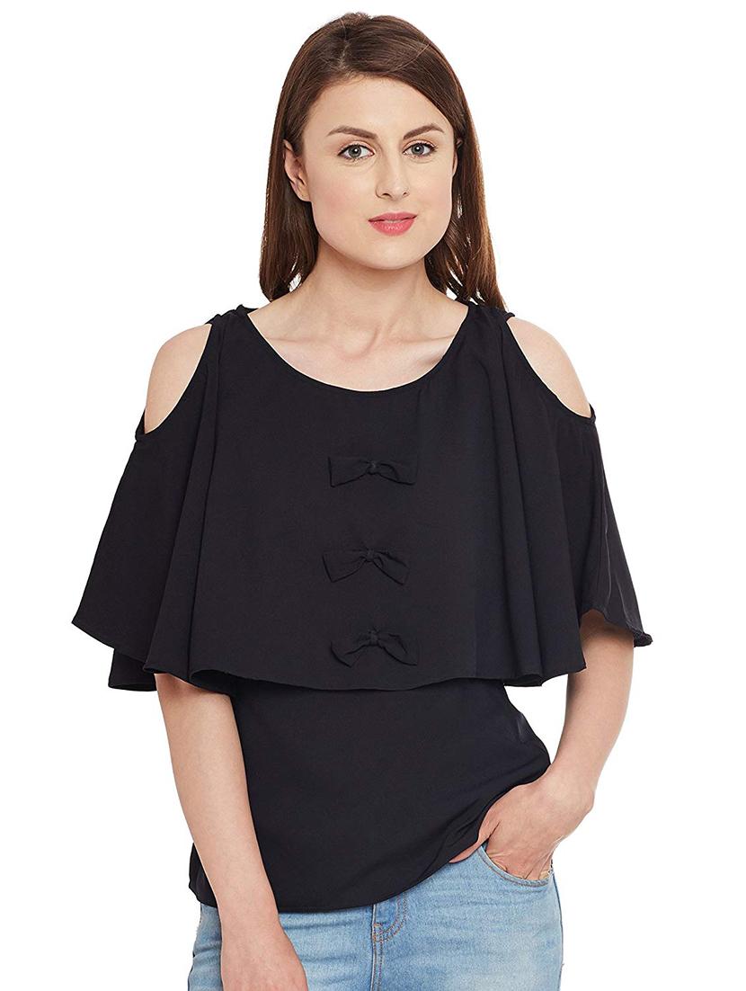 bow detail cold shoulder top - 16774126 - Zoom Image - 1