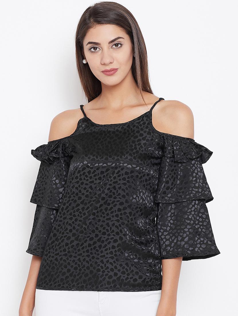 cold shoulder ruffle detail top - 16774129 - Zoom Image - 1
