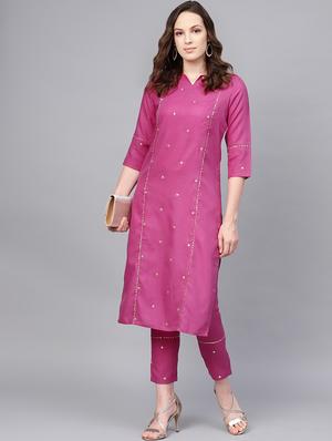 embroidered kurta pant set - 16774534 - Standard Image - 6