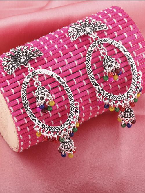 multi colored metal drop earring - 16774584 - Standard Image - 1