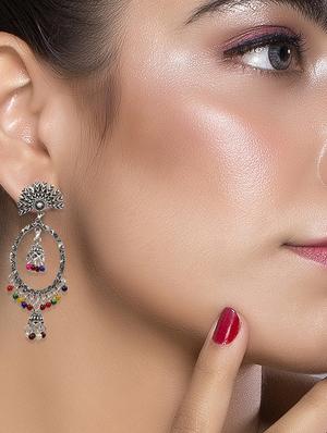 multi colored metal drop earring - 16774584 - Standard Image - 3