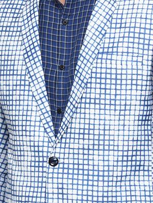 white checkered single breasted casual blazer - 16774676 - Standard Image - 5
