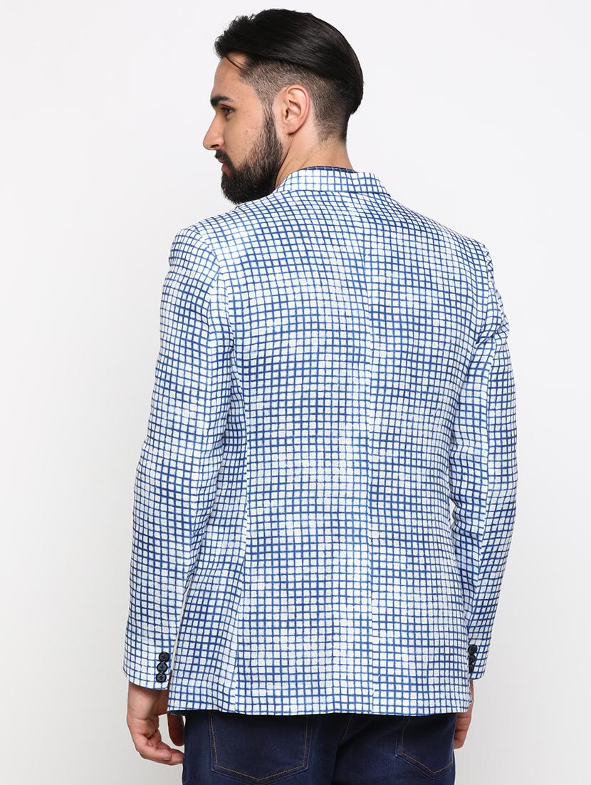 white checkered single breasted casual blazer - 16774676 - Zoom Image - 3