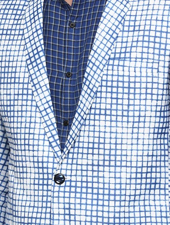 white checkered single breasted casual blazer - 16774676 - Zoom Image - 5
