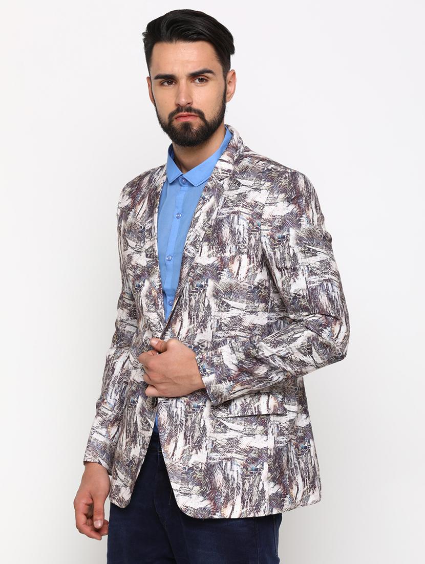 multi colored printed single breasted casual blazer - 16774677 - Zoom Image - 2