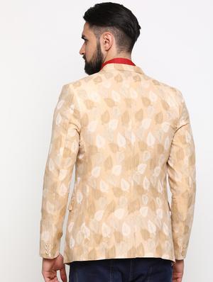 beige printed single breasted casual blazer - 16774679 - Standard Image - 3