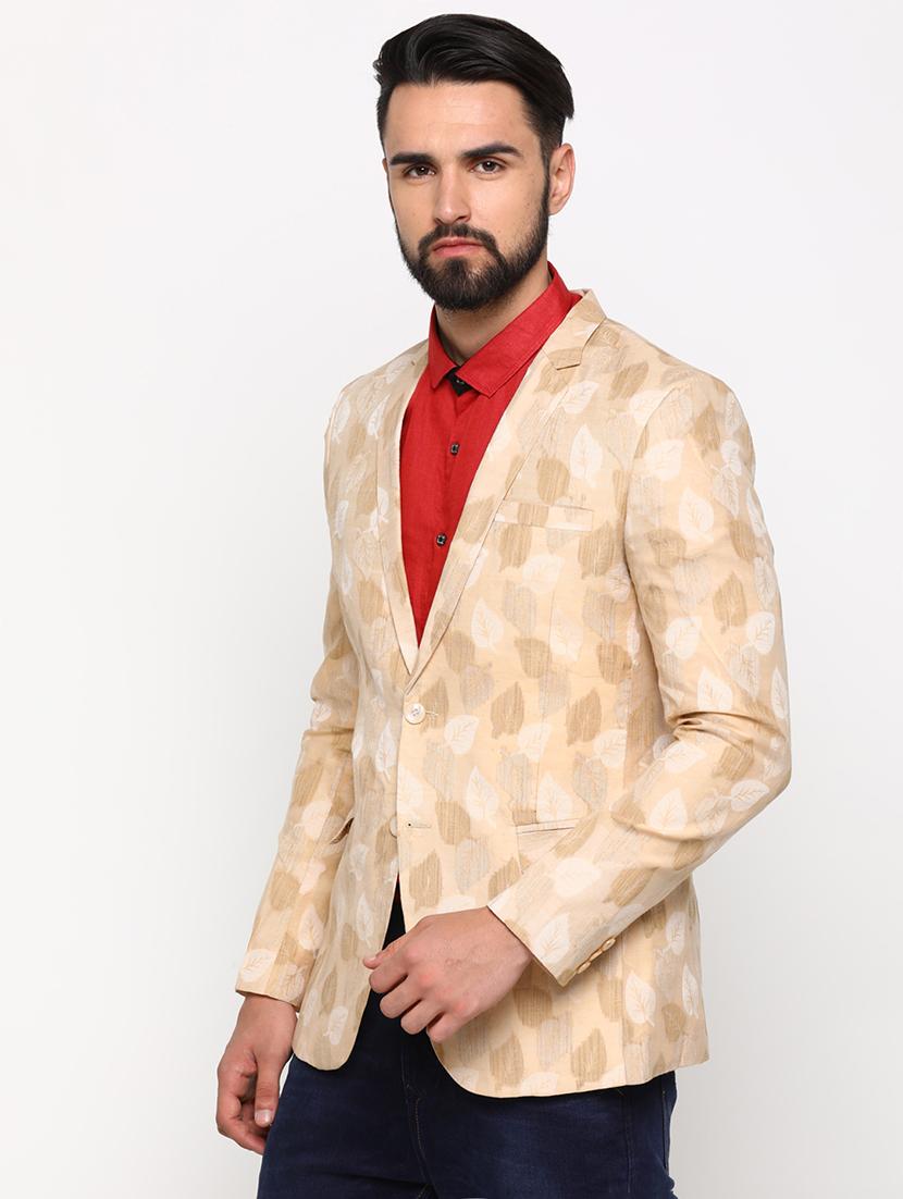 beige printed single breasted casual blazer - 16774679 - Zoom Image - 2