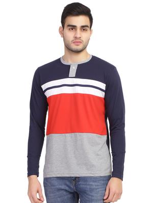 navy blue color block t-shirt - 16774684 - Standard Image - 2