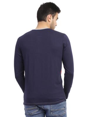 navy blue color block t-shirt - 16774684 - Standard Image - 3