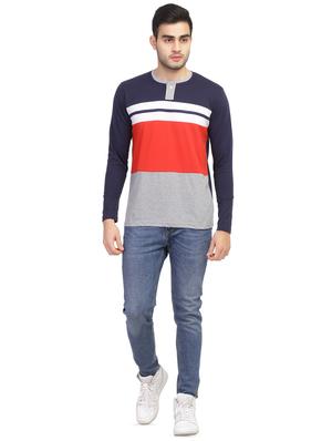 navy blue color block t-shirt - 16774684 - Standard Image - 4