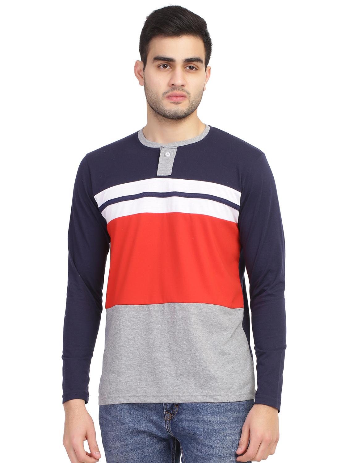 navy blue color block t-shirt - 16774684 - Zoom Image - 2